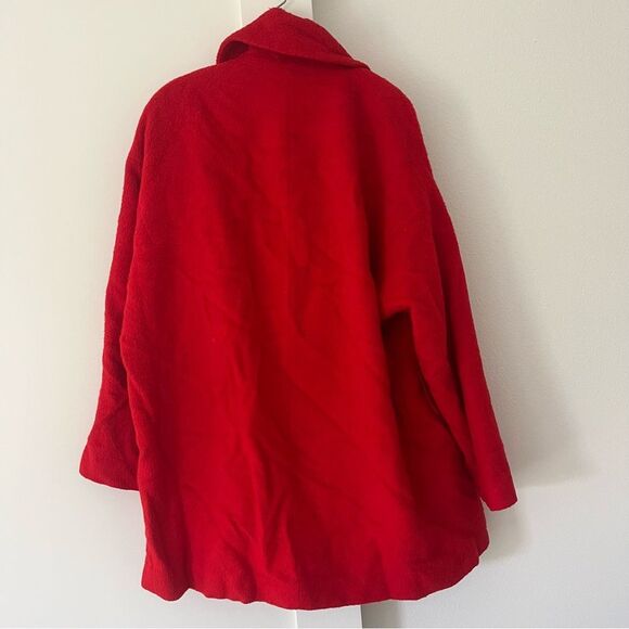 TRINA TURK Ruby Wool Alpaca Blend Red Teddy Coat - Picture 12 of 13